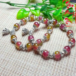 Vòng Đá Tourmaline Cao Cấp Mix Charm Đài Sen Bạc Tây Tạng - Tâm Phong Thủy