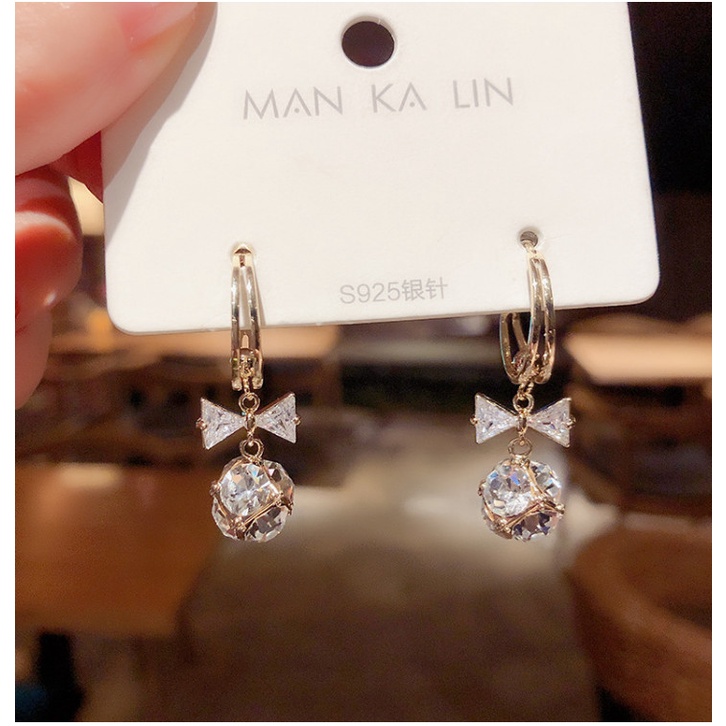 Bông Tai Nữ Khuyên Tai Nữ Tòn Ten Phối Đá Mạ 925