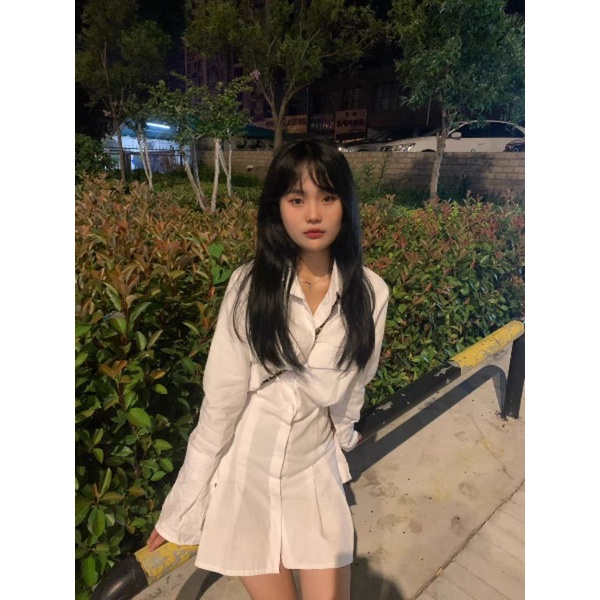 (SẴN) Váy sơ mi trắng tay dài