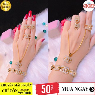 [GIÁ CỰC SỐC ] Bộ trang sức mạ vàng 18k chữ X vàng chạm khắc tinh tế lấp lánh Gadoshop - dùng đi tiệc cực kì sang chảnh