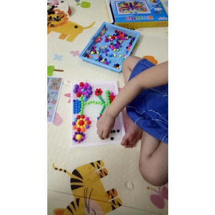 Đồ chơi xếp hình hạt nấm 300 chi tiết kích thước 29cm x 21cm