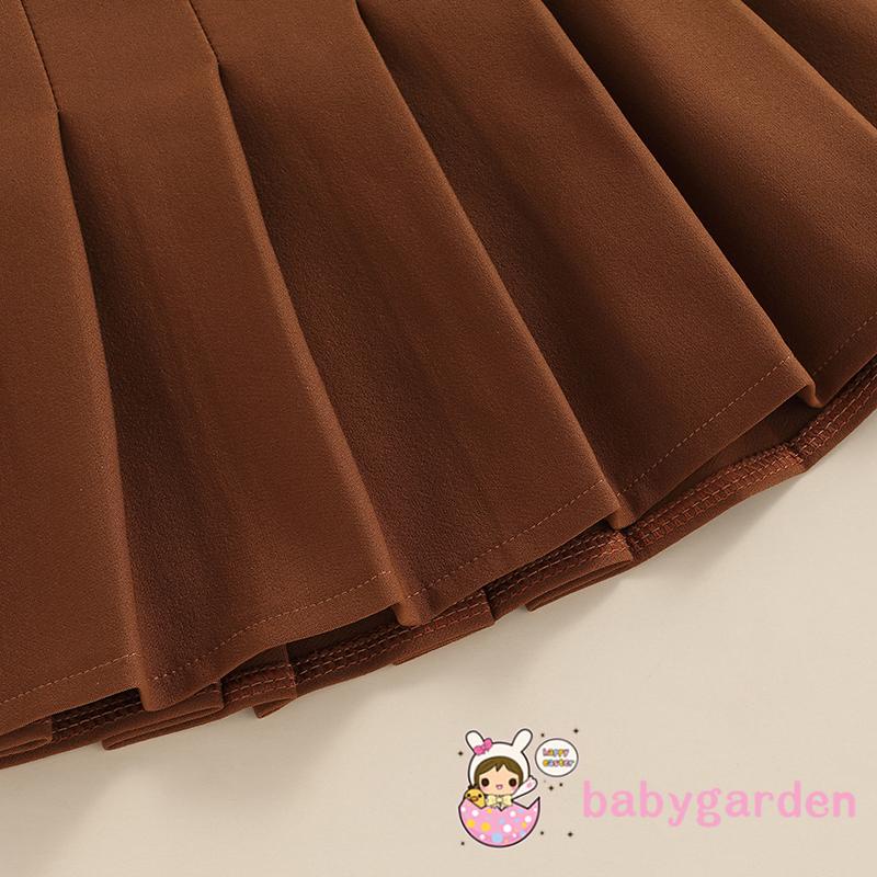 Bộ áo không tay cổ bẻ + chân váy xếp ly phong cách mùa hè đáng yêu thời trang dành cho bé gái 1-6 tuổi