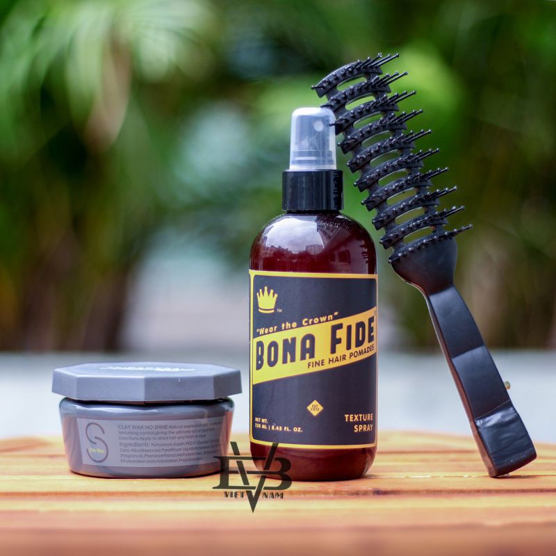 [COMBO] Sáp vuốt tóc Clay Wax Subtil 100g + Xịt dưỡng tóc BONA FIDE SPRAY 250ml Prestyling + Tặng lược tạo kiểu cao cấp