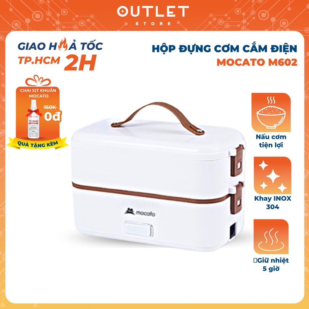 Hộp cơm cắm điện Mocato M601 inox 304 cao cấp, nồi nấu đựng cơm 2 tầng tự sôi mini văn phòng hâm nóng giữ nhiệt đa năng