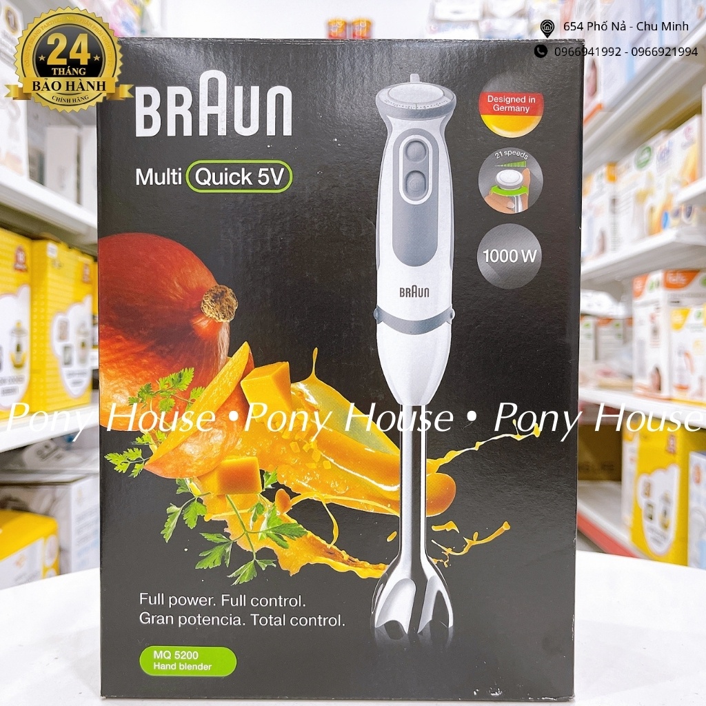 Máy Xay Cầm Tay Braun MQ5200 1000W Xay Nhanh, Nhuyễn Chính Hãng Bảo Hành 2 Năm