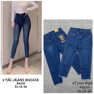 Quần jean giãn form 9 tấc tua lai Bigsize