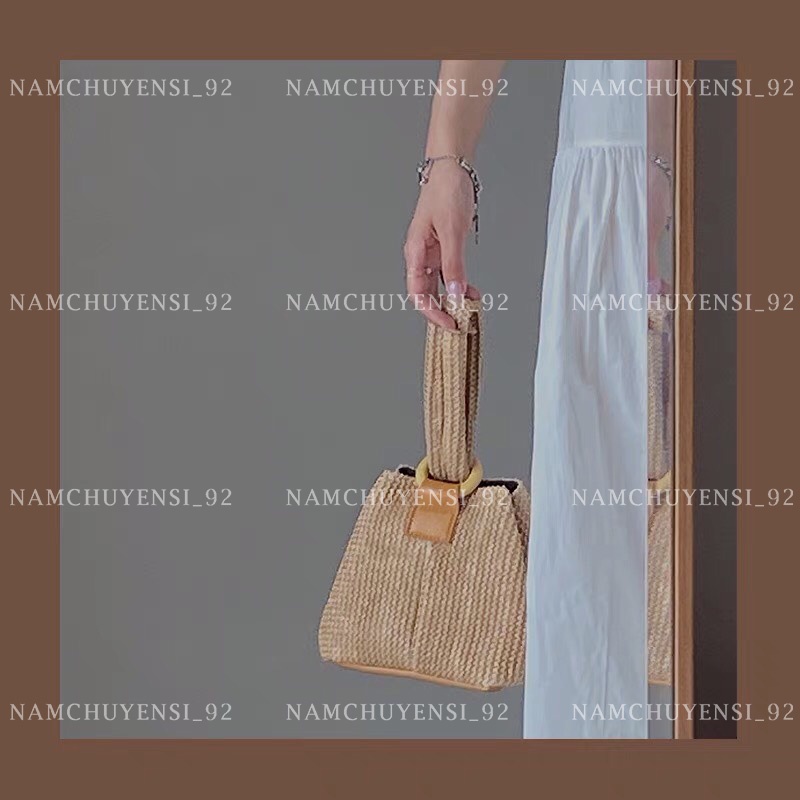 Túi cói xô đi biển, làn đan mềm mẫu xách tay (có quai xích) phong cách vintage độc đáo cho các nàng nữ tính T111