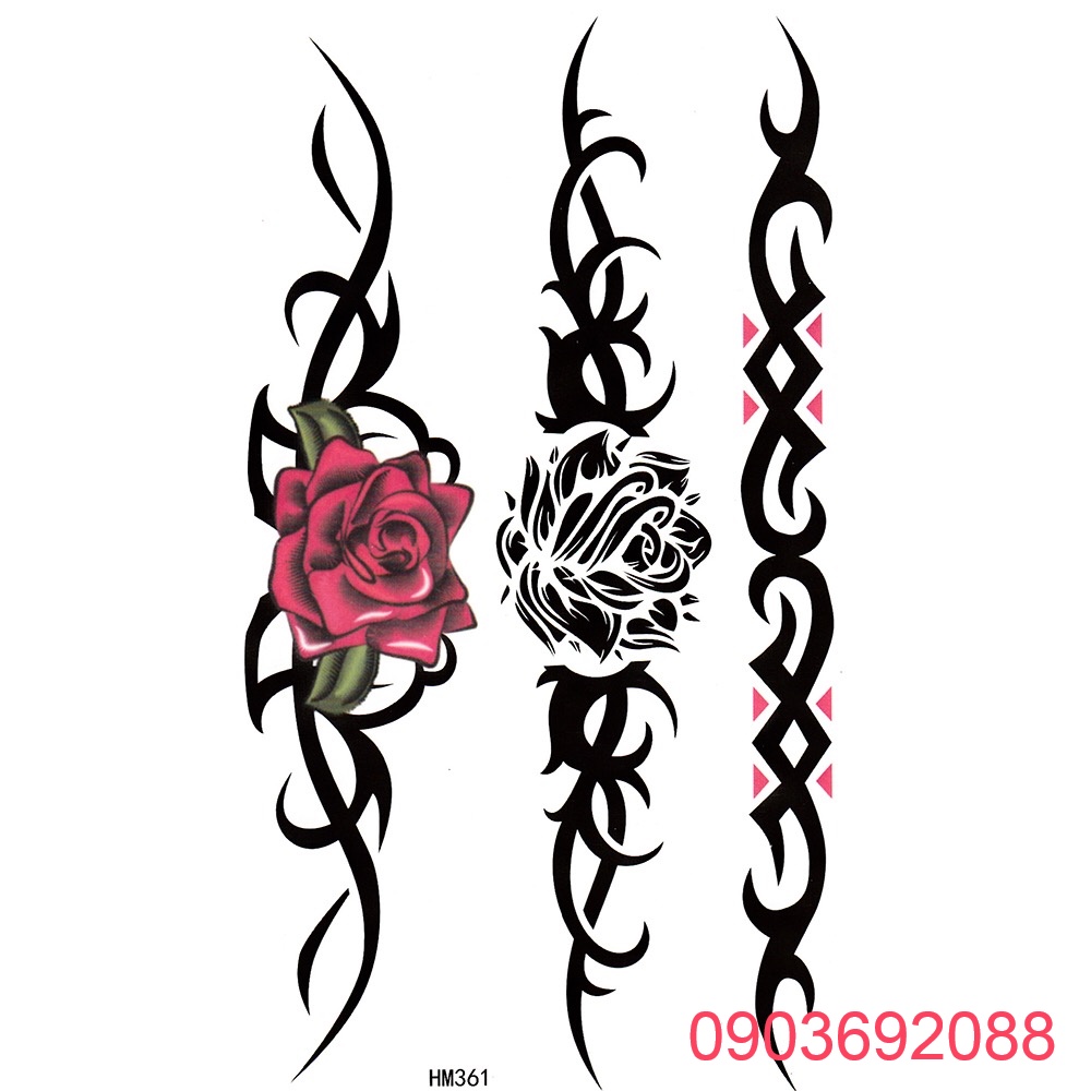[HCM] Hình xăm dán - tattoo sticker hoa hồng 10.5 x 6cm