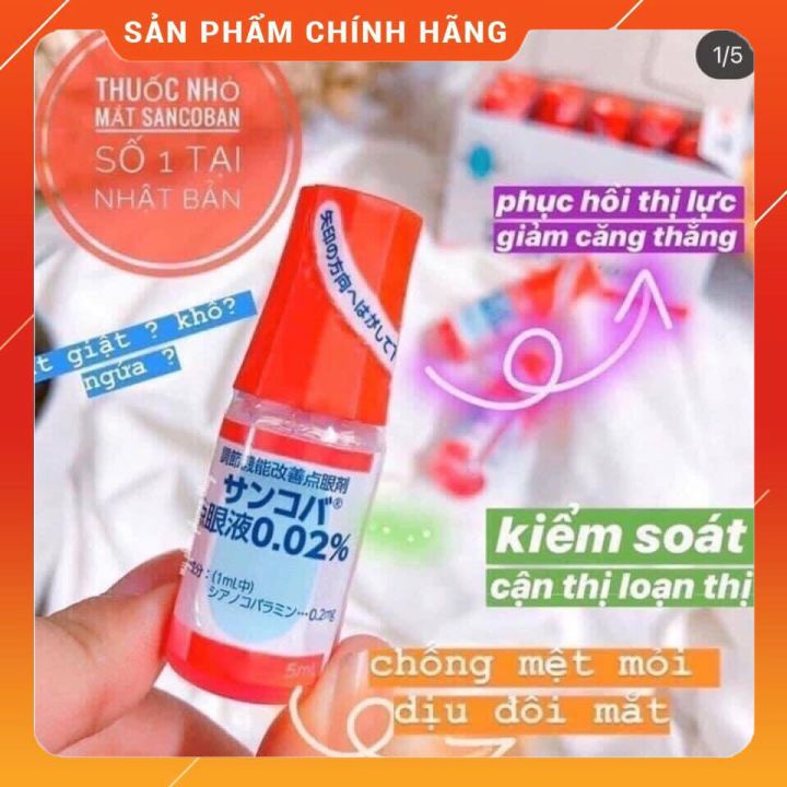 Nước nhỏ mắt cận Sancoba của Nhật Bản hỗ trợ tăng cường thị lực 5ml