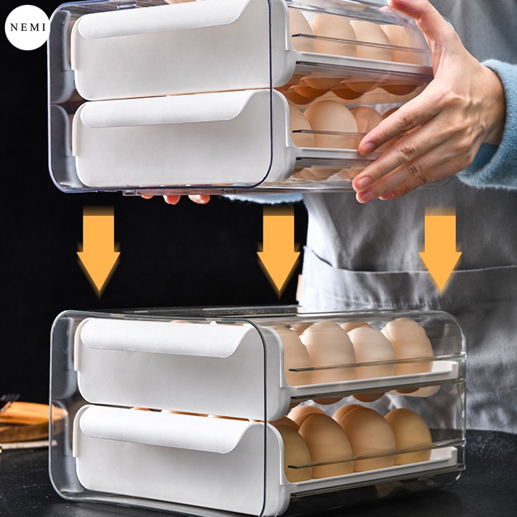 Hộp Đựng Trứng NEMI 2 Tầng 32 Ô Thiết Kế Dễ Dàng Xếp Trồng Trong Suốt Dễ Dàng Quan Sát Trứng Bên Trong
