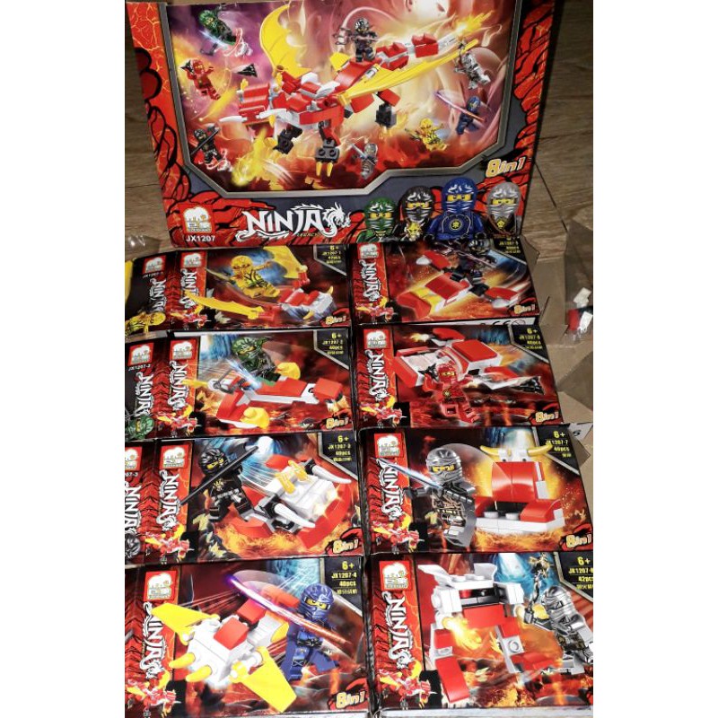 Sét 8 hộp Lắp ráp LegoNinja Quái Thú Kỳ Lân JX1207 trọn bộ có nhiều chi tiết bằng nhựa
