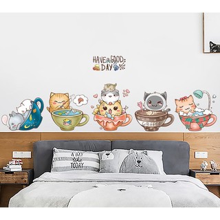 Decal dán tường Mèo trong chiếc ly