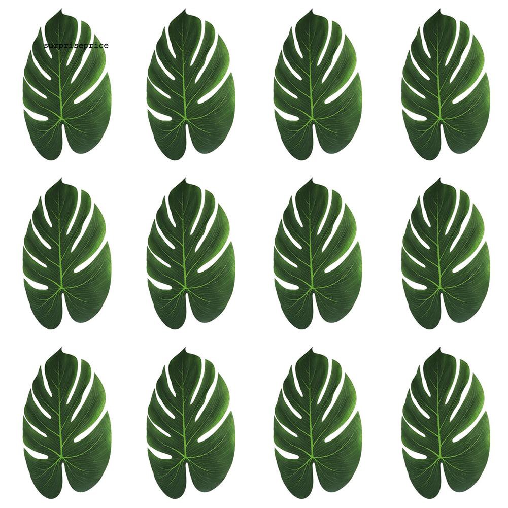 Set 12 lá cây nhiệt đới bằng vải dùng trang trí đa năng tiện dụng