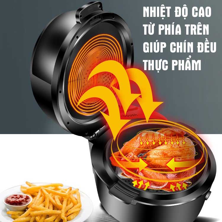 Nồi chiên không dầu CAMEL 8 LÍT- Cảm Ứng Điện Tử, Núm Vặn Cơ Công Suất 1500W, công nghê xoay 360 độ - Bảo hành 1 năm