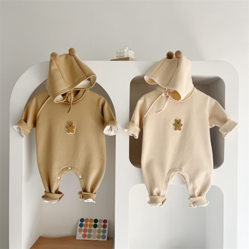 Áo Liền Quần Tay Dài Bằng Cotton Phong Cách Xuân Thu Mới Cho Bé