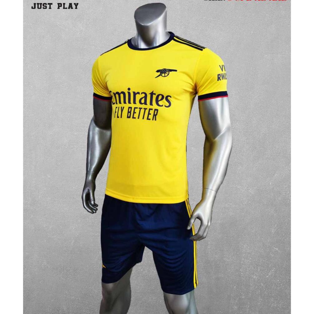 Quần áo bóng đá, đồ đá banh CLB Arsenal Vàng Mới Vải thun lạnh cao cấp ཾ