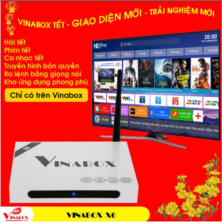 Androi Box VINABOX X6 - CHIP 4 lõi, RAM 2GB Rom 8Gb Xem TV độ nét cao