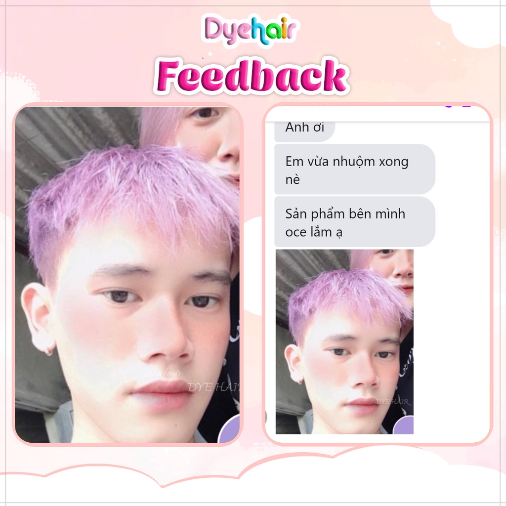 Thuốc nhuôm tóc, thuôc nhuộm tóc Xám Lavender, DYE.HAIR, tặng kèm oxy trợ dưỡng và bao tay