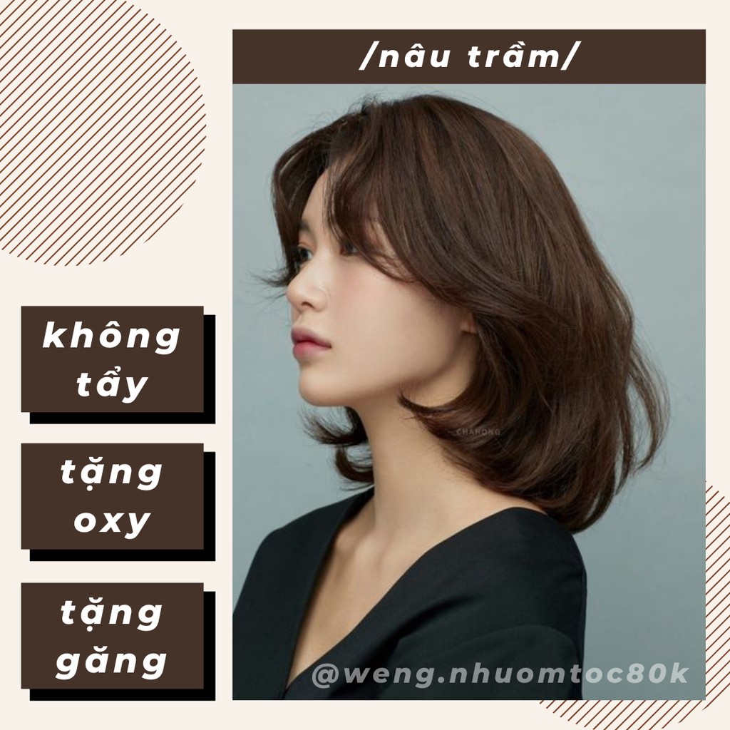 Nhuộm tóc màu nâu trầm không tẩy (tặng trợ nhuộm, găng tay)