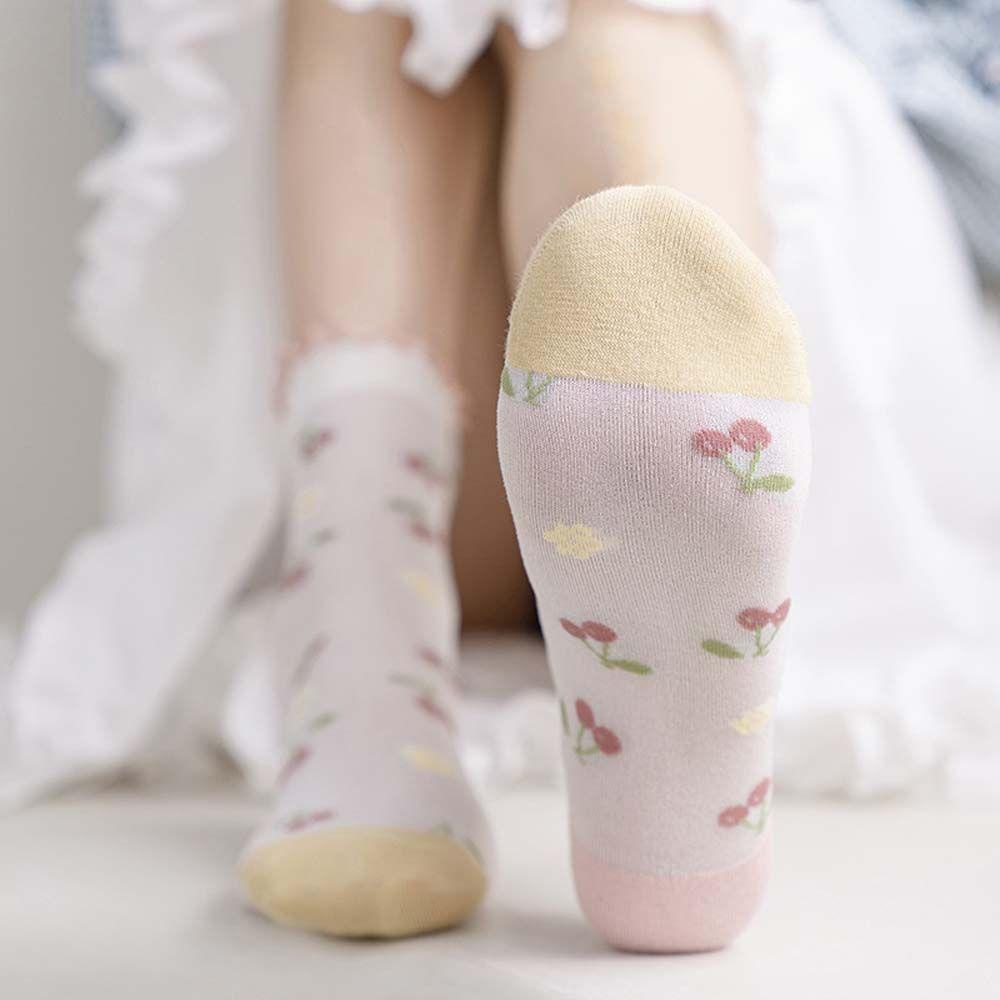 AROMA Kính Vớ Lụa Siêu Mỏng Xuyên Thấu Họa Tiết Trái Cây Dễ Thương Phong Cách Harajuku