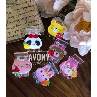 Kẹp tóc càng cua 5 răng trong đính icon thú và trái cây