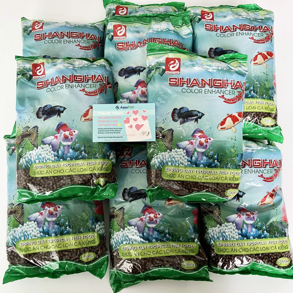 Thức Ăn Cho Cá Cảnh ShangHai gói 500g ( hạt vừa phù hợp cho mọi loại cá cảnh )