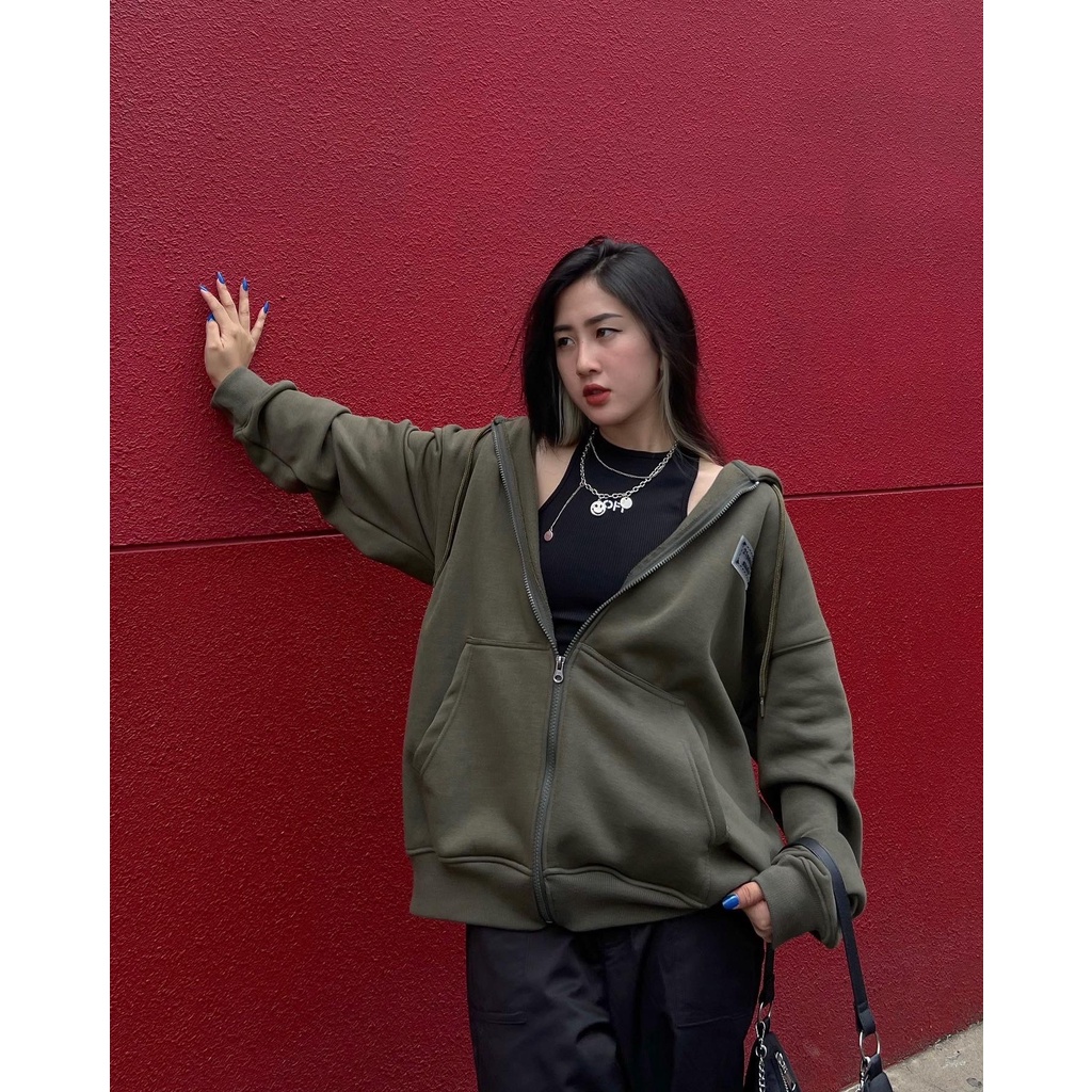 Hoodie Zip Basic - Áo khoác nỉ dây kéo mũ to form rộng 21pounds