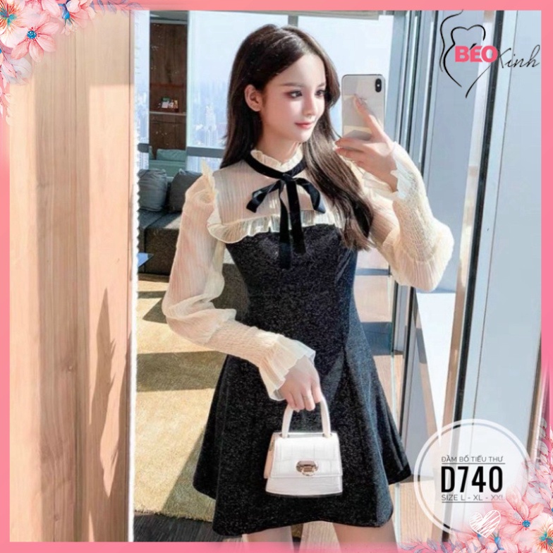 🔥bigsize 60-90KG🔥 beoxinh.store Đầm bố tiểu thư D740 🔥Quảng Châu cao cấp🔥 chiết eo giấu bụng ngoại cỡ size lớn | BigBuy360 - bigbuy360.vn