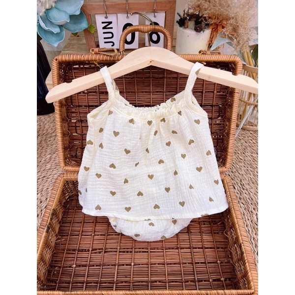 Set 2 dây trẻ em hai dây xô muslin, set hai dây cho bé gái thiết kế 5-15kg TNB