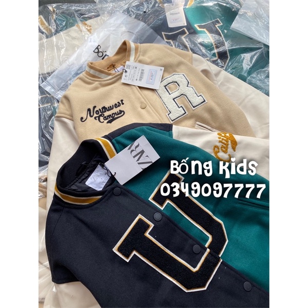 Áo Bomber Dạ Bé Trai Phối Tay Da ZR