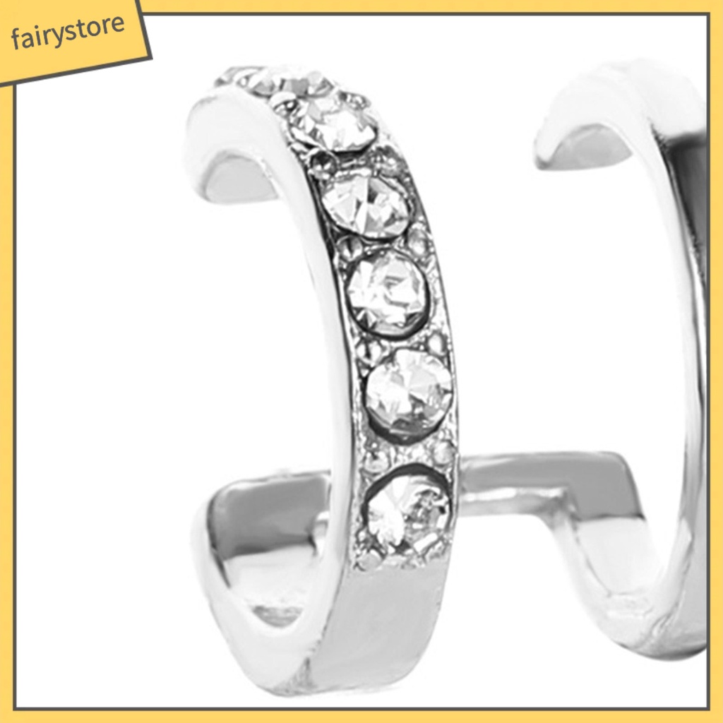 Khuyên tai không xỏ hai tầng đính đá thời trang nữ