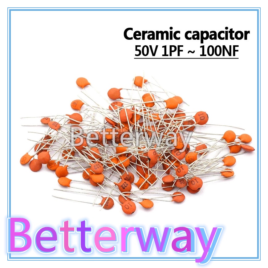 100 Chiếc Tụ Gốm 50V 1pF ~ 100nF 0.1uF 104 4.7PF 10PF 22PF 33PF 47PF 100PF 101 220PF 10NF 330PF 470P