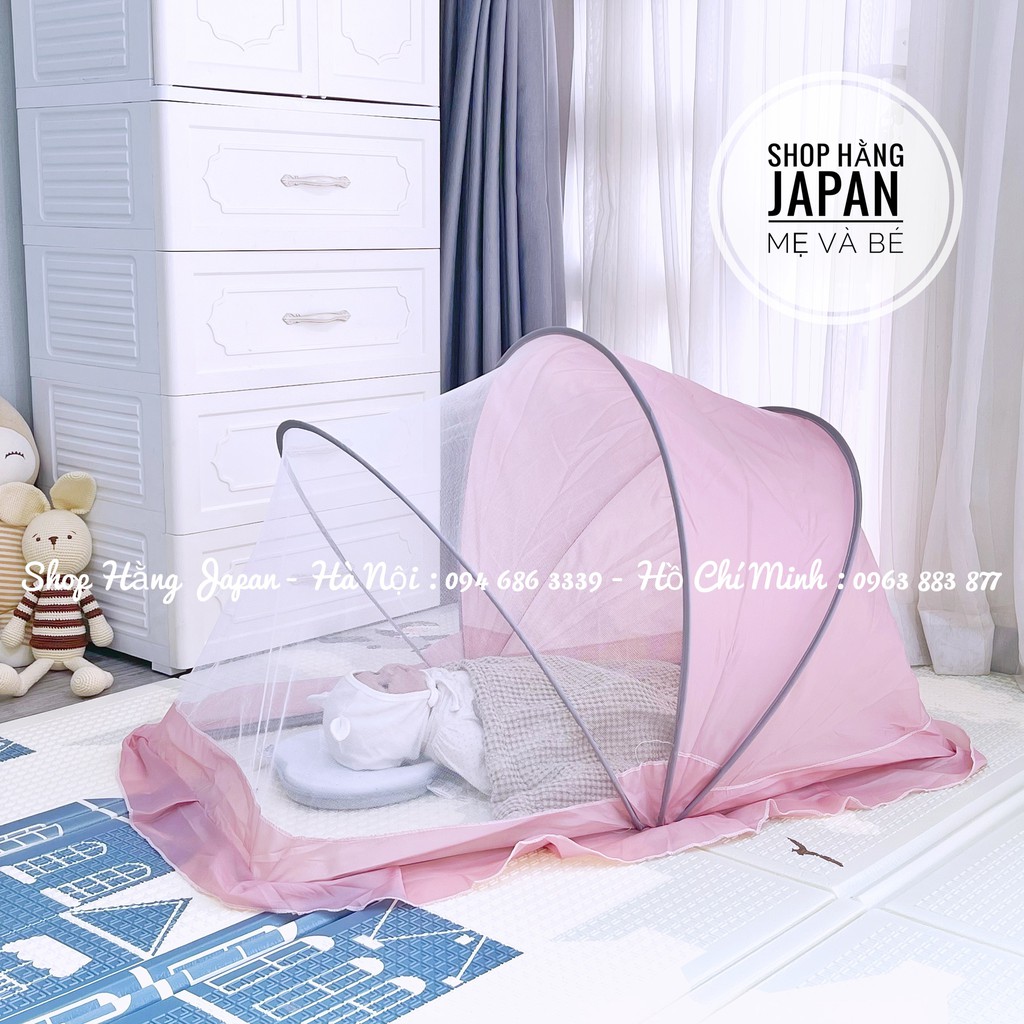 Màn chụp chống muỗi lưới 3D thoáng khí cho bé gấp gọn thế hệ mới có họa tiết kịch thước 65*128*70 cm