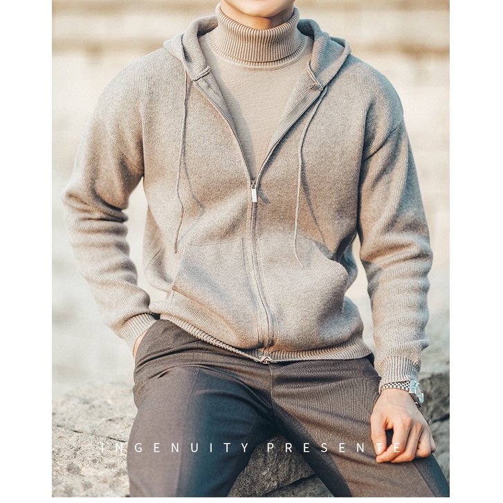 Áo Hoodie Lụa Dệt Kim H3, Khoá Zip Mùa Đông Ấm Áp