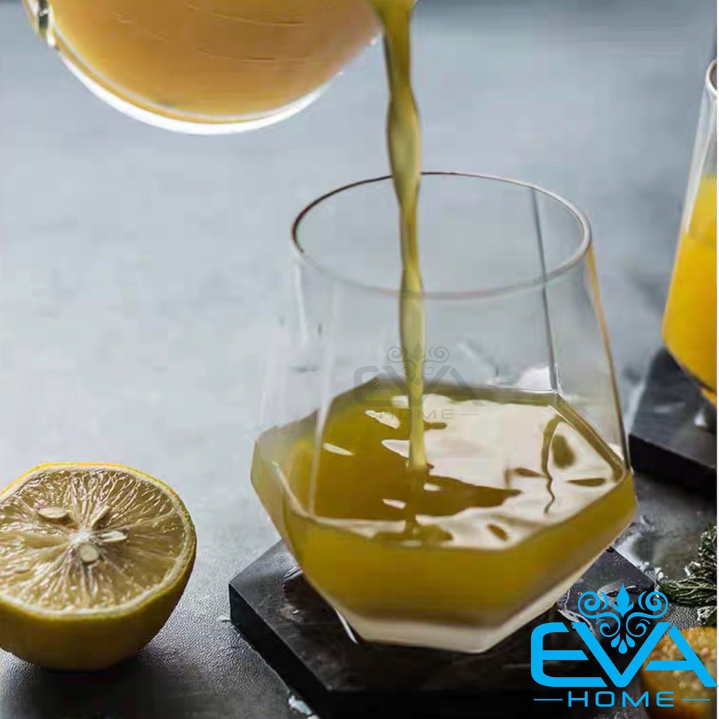 Ly Thuỷ Tinh Kim Cương Lục Giác Chịu Nhiệt Deli 320ML Diamond Shape Wiskey Glass Mugs Deli ES5361-2