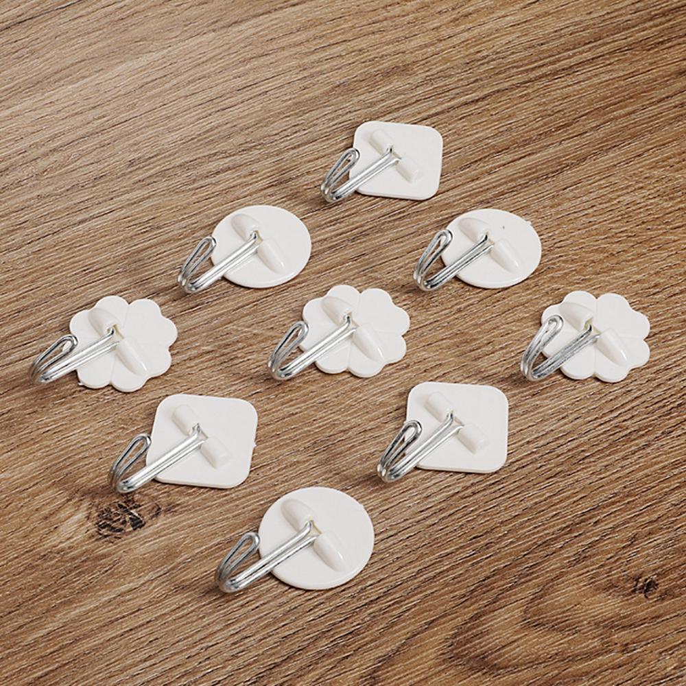 Set 6 Móc Treo Đồ Dán Tường Bằng Nhựa Màu Trắng Đa Năng Tiện Dụng Cho Nhà Bếp / Phòng Tắm