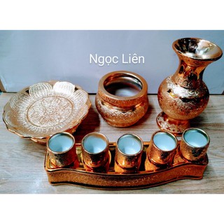 Bộ sứ thờ kim sa lư hương 4,5 inch