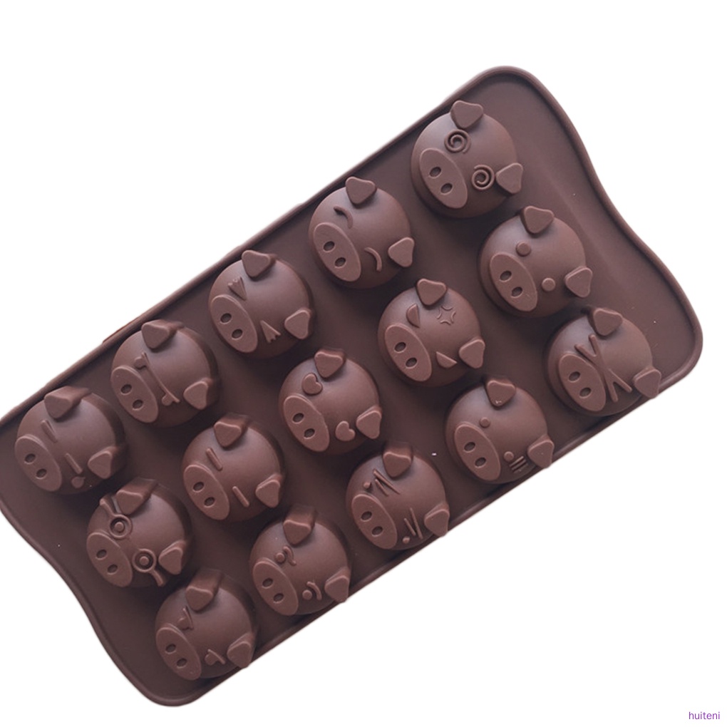 Khuôn silicone 15 ô làm bánh hình đầu động vật