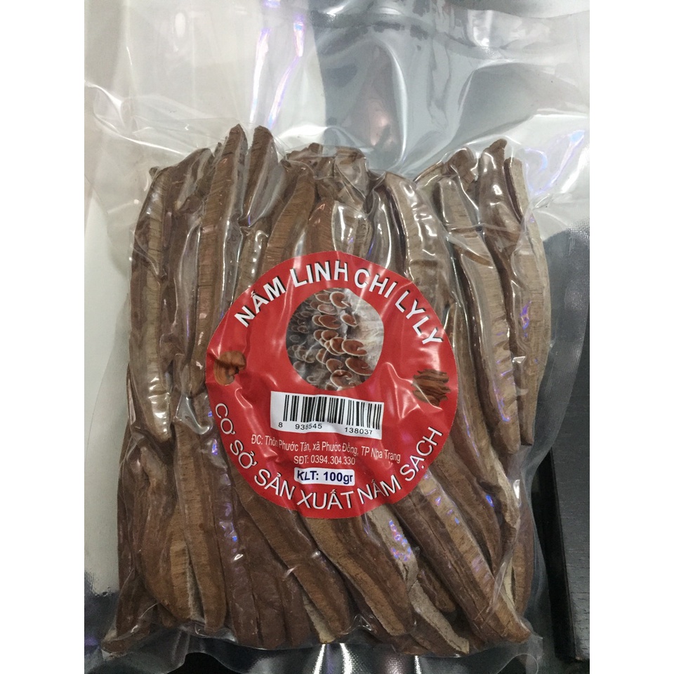 Nấm linh chi đỏ Việt nam, túi 100g thái lát, hút chân không