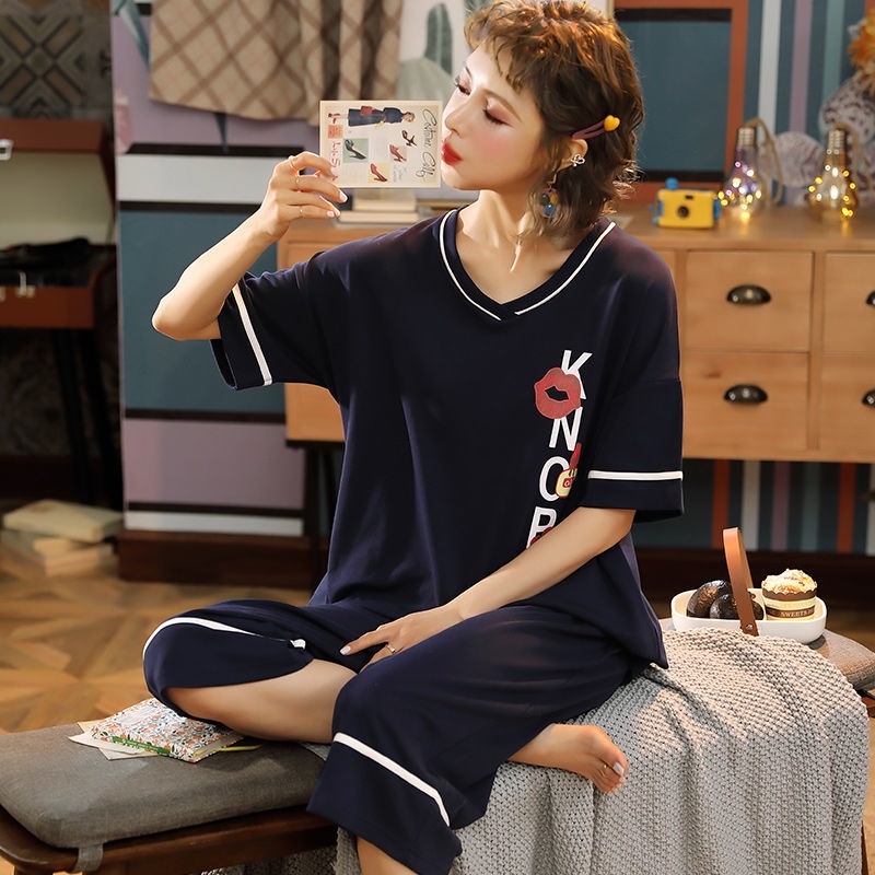 Đồ ngủ cotton tay ngắn plus size 10-110-115kg cỡ lớn 5xl-6xl