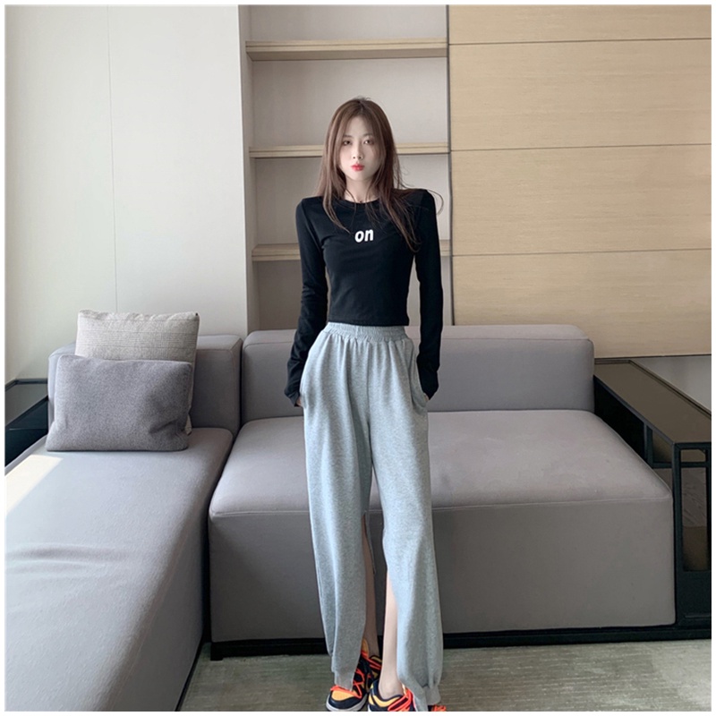 Áo thun dài tay màu trơn dáng ôm thời trang mùa thu phong cách Hàn Quốc cho nữ