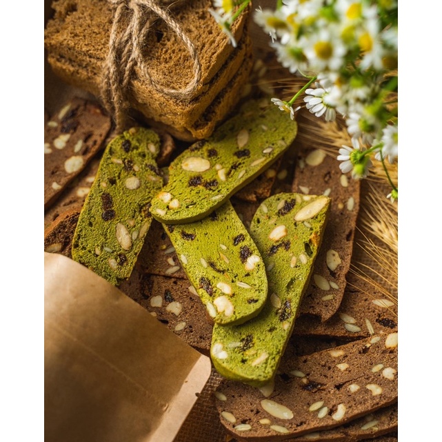 Biscotti vị matcha Ăn kiêng 100% bột nguyên cám Gateau Healthy-eatclean