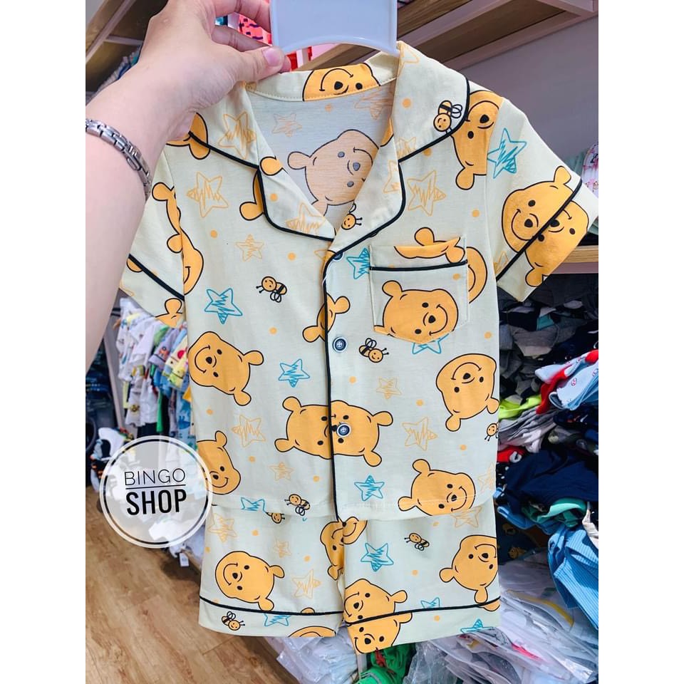 Bộ cộc tay Pijama QiQi hàng Quảng Châu cho bé trai và gái mặc size 90-130