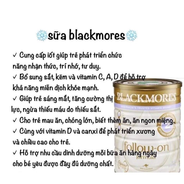 SỮA BLACKMORE - BLACKMORES ÚC MẪU MỚI SỐ 1,2,3 - HỘP 900gr