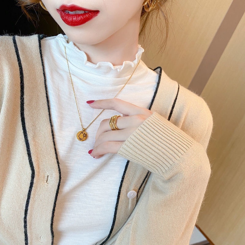 Áo Thun Nữ Dài Tay Cổ Cao Phong Cách Hàn Quốc Mới