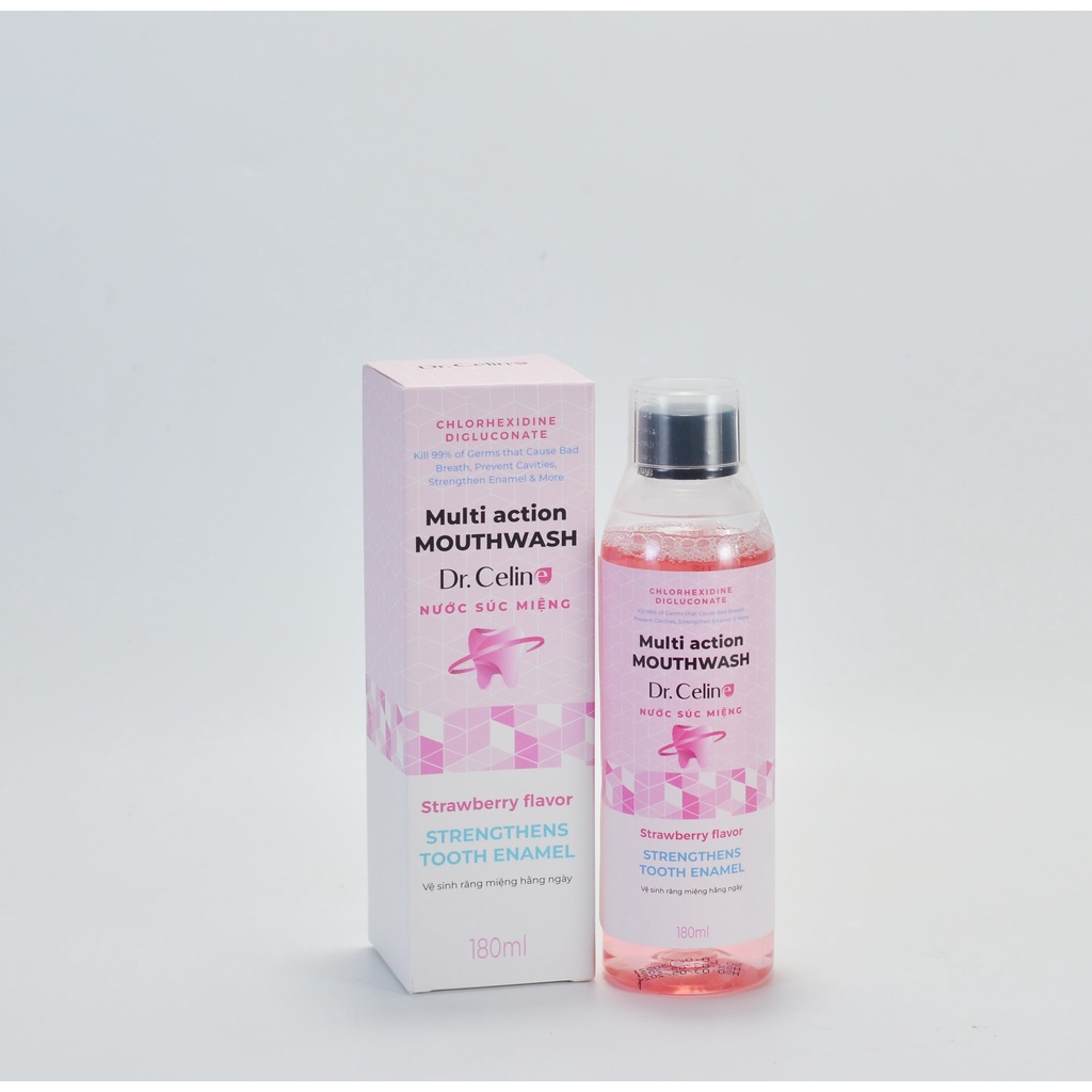 NƯỚC SÚC MIỆNG CHỐNG HÔI MIỆNG, RĂNG TRẮNG SÁNG VÀ HƠI THỞ THƠM MÁT - DR.CELINE MULTI ACTION MOUTHWASH 180ml