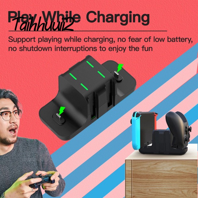 Huuii 6 in 1 Charging Dock for Nintendo Switch Console Joy-con Controller Gamepad Charger Dock Station