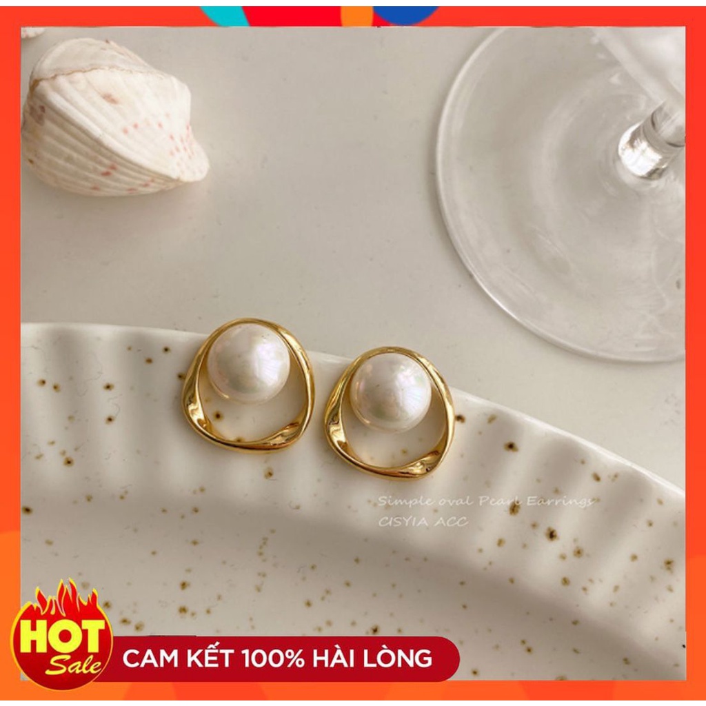 [HOT] BÔNG TAI KHUYÊN TAI ĐÍNH HẠT NGỌC NHÂN TẠO MẠ KIM LOẠI TIỂU THƯ SANG TRỌNG 221BT011