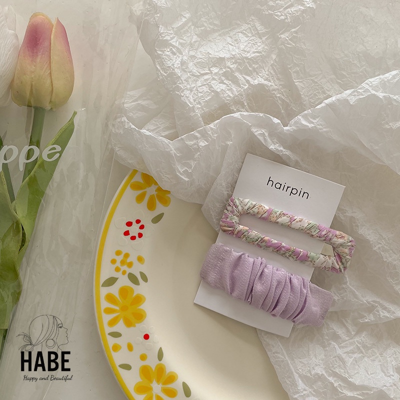 Kẹp tóc mái Hàn Quốc đẹp set 2 chiếc, cặp tóc mái nữ dễ thương HABE PKT03