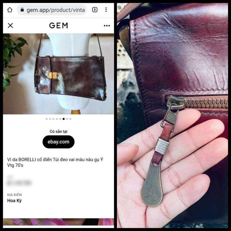 SALE VÌ DÂY CÓ VẾT RẠN- túi si da mộc hiệu cổ Borrelli Italy